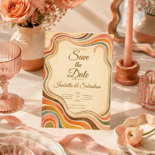 Reserve A Data Casamento Caprichoso Retro Arco-Íris