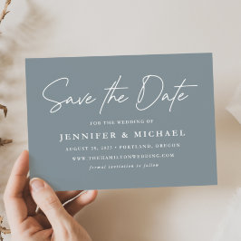 Reserve A Data Casamento Casual em Azul Poeirento