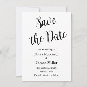 Reserve A Data Casamento Casual Preto e Branco