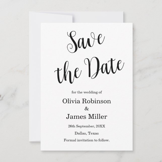 Reserve A Data Casamento Casual Preto e Branco  (Frente)