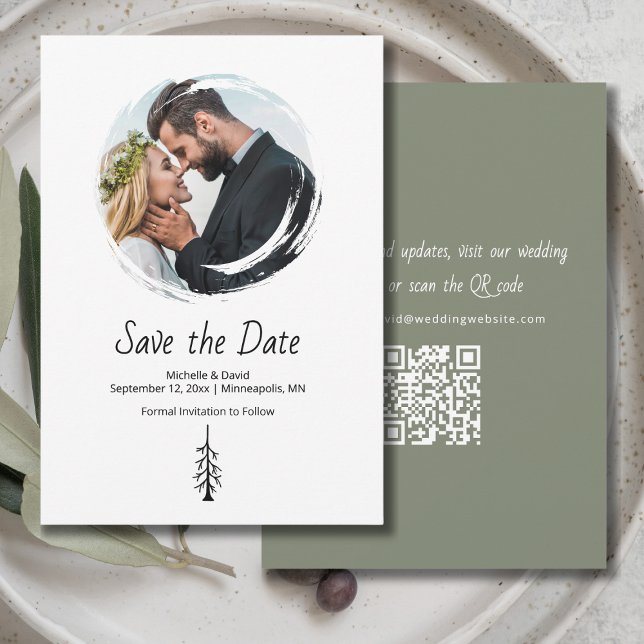 Reserve A Data Casamento Casual Rustic Pine Tree Sage Green (Criador carregado)
