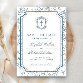 Reserve A Data Casamento Católico Branco Vitoriano e Azul Empoeir