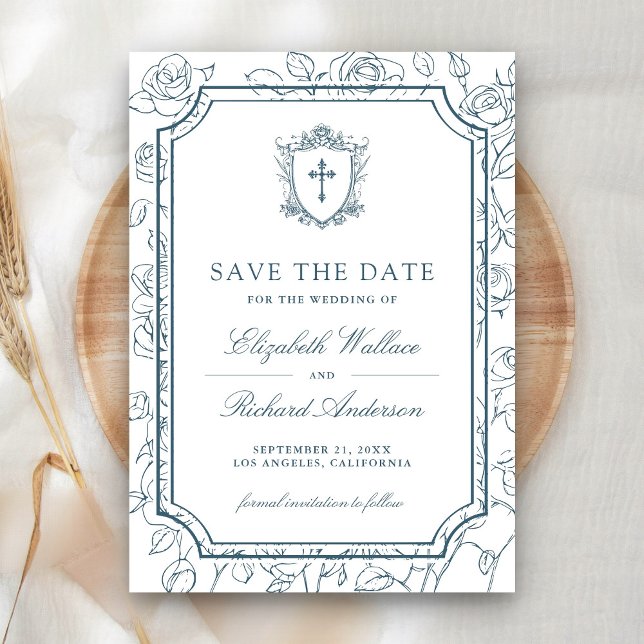 Reserve A Data Casamento Católico Branco Vitoriano e Azul Empoeir (Criador carregado)