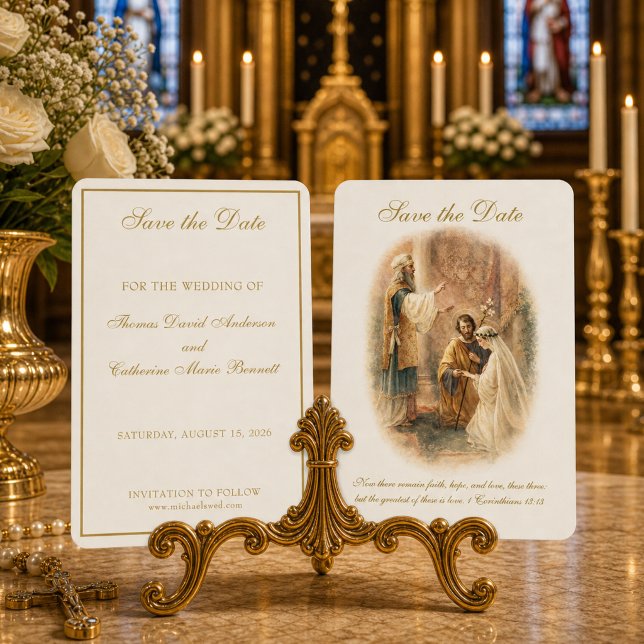 Reserve A Data Casamento Católico Elegante Salve a Data (Criador carregado)