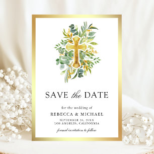 Reserve A Data Casamento Católico Verde e Dourado