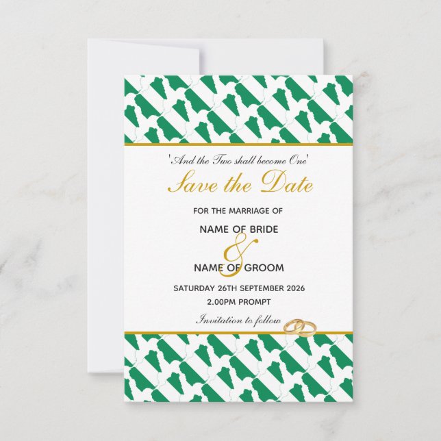 Reserve A Data CASAMENTO Celebração Cristã NIGÉRIA (Frente)