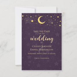 Reserve A Data Casamento Celestial Estrelas Roxas Profundas Lua