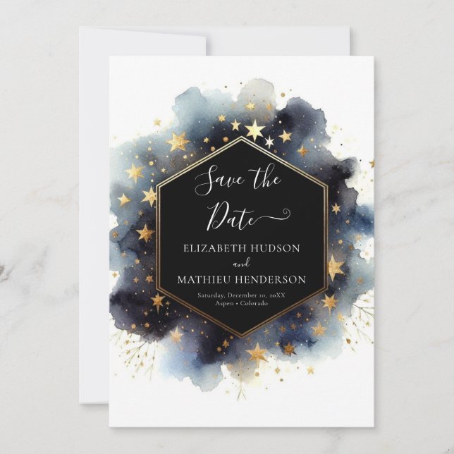 Reserve A Data Casamento Celestial Minimalista Personalizado (Frente)