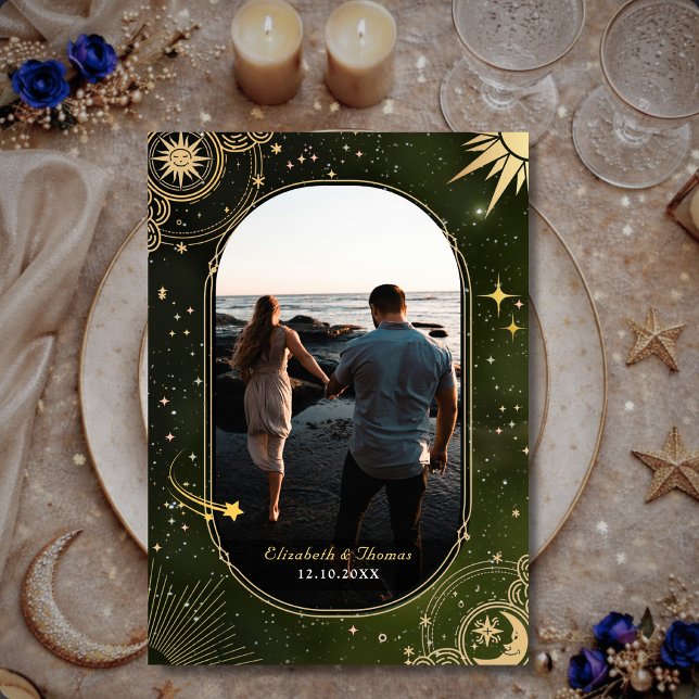 Reserve A Data Casamento Celestial Olive Green Shooting Star (Criador carregado)