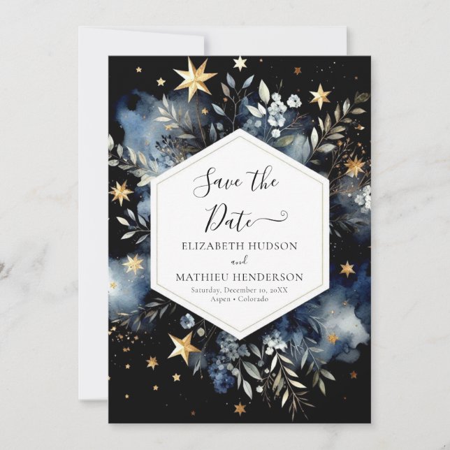 Reserve A Data Casamento Celestial Rustic da Watercolor (Frente)