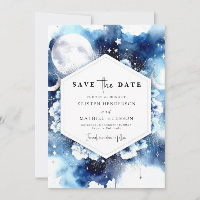 Reserve A Data Casamento Celestial Rustic Moonlit (Frente)