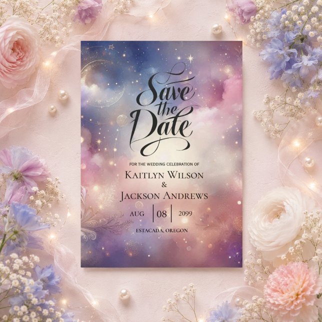Reserve A Data Casamento Céus de Poeira Estelar Celestial Brillan (Criador carregado)