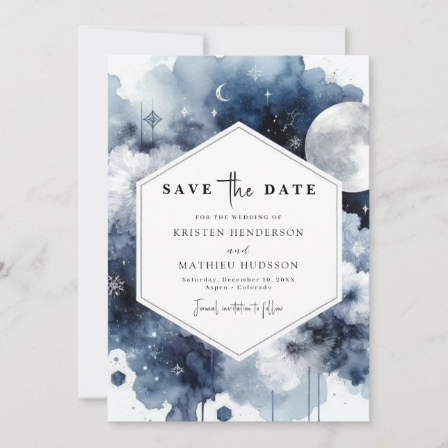 Reserve A Data Casamento Chic Boho Moonlit (Frente)