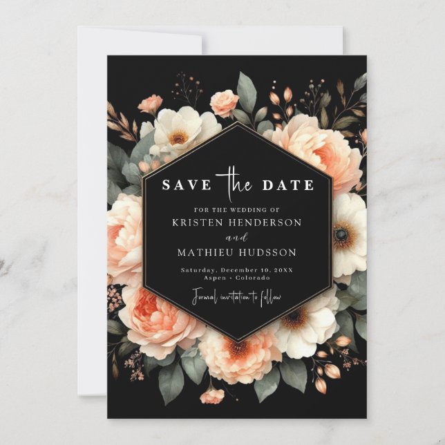 Reserve A Data Casamento Chic Botanical Peach (Frente)