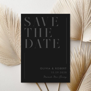 Reserve A Data Casamento Chic Mínimo Negro Moderno Matte