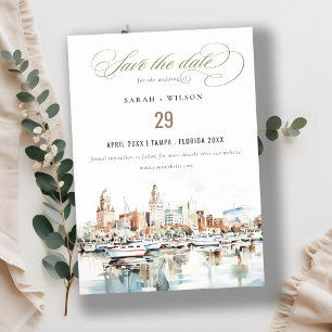 Reserve A Data Casamento Chic Tampa Florida Skyline Watercolor