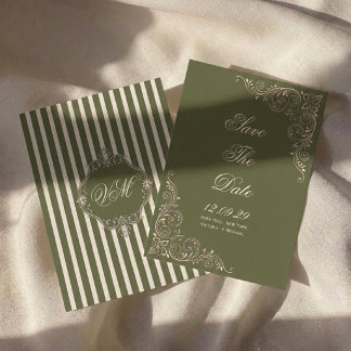 Reserve A Data Casamento Chic Vintage Old Money em Verde Oliva