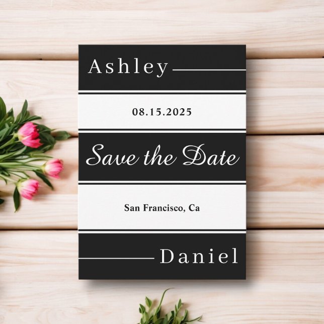 Reserve A Data Casamento Chico De Rico Elegante, Preto E Branco (Criador carregado)