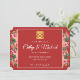 Reserve A Data Casamento chinês moderno vermelho-rosa de pénia fl