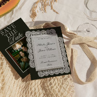 Casamento Chique com Renda Preta e Branca Vintage