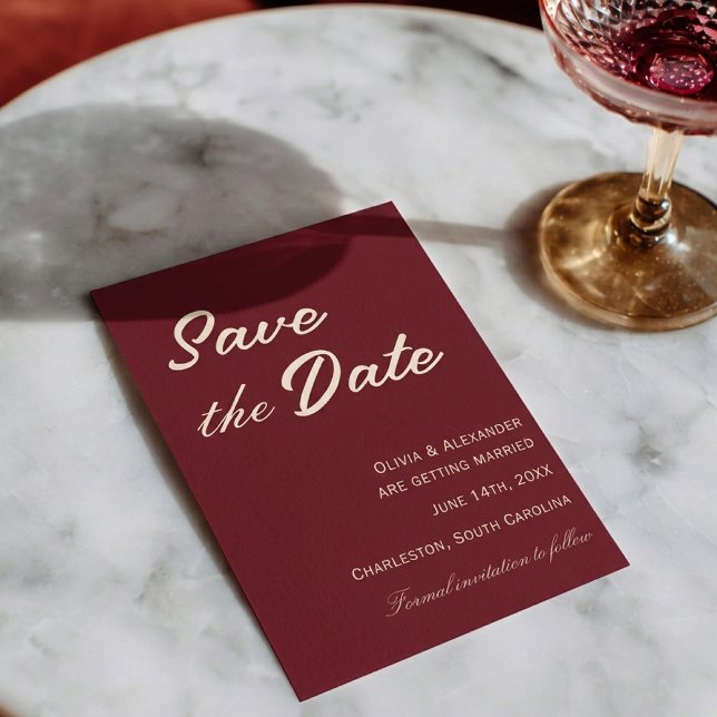 Reserve A Data Casamento Chique de Luxo Vermelho Cereja (Criador carregado)