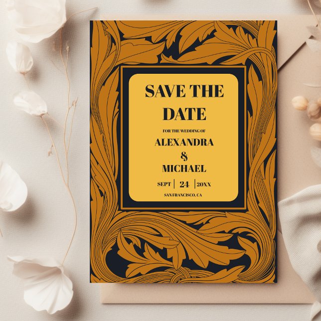 Reserve A Data Casamento Clássico Art Nouveau em Ouro (Criador carregado)