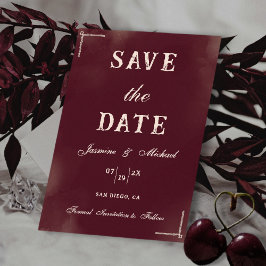 Reserve A Data Casamento Clássico Burgundy e Marfim Minimalista R