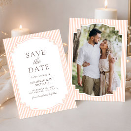 Reserve A Data Casamento Clássico com Foto em Listras de Pastel P