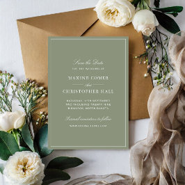 Reserve A Data Casamento Clássico com Letra Dusty Green