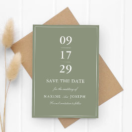 Reserve A Data Casamento Clássico com Letra Dusty Green