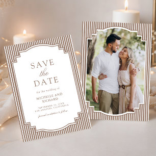 Reserve A Data Casamento Clássico com Listras Marrons de Foto