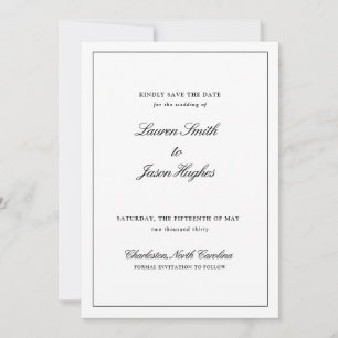 Reserve A Data Casamento clássico de caligrafia branca e negra
