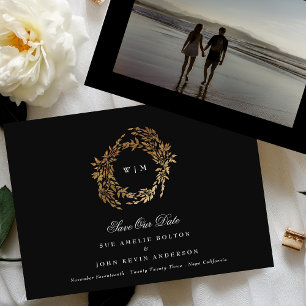 Reserve A Data Casamento clássico de crest preto monograma tradic