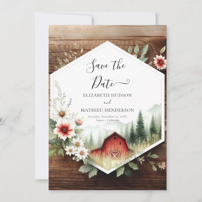 Reserve A Data Casamento Clássico de Grass Barnyard (Frente)