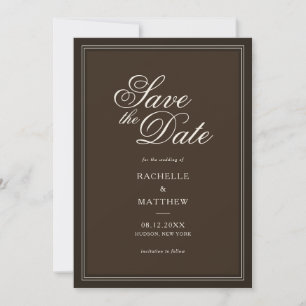 Reserve A Data Casamento Clássico Dinheiro Antigo Marrom Escuro