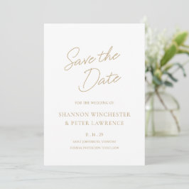 Reserve A Data Casamento Clássico Elegante Dourado