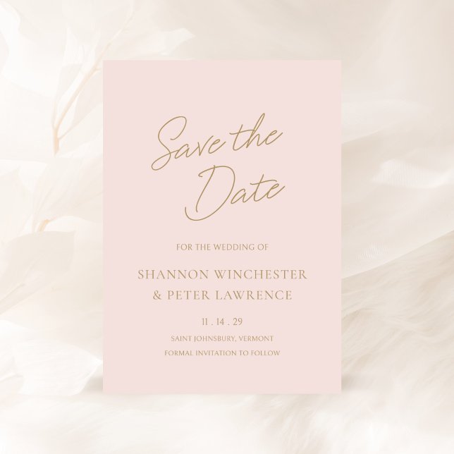 Reserve A Data Casamento Clássico Elegante Rosa e Dourado (Criador carregado)