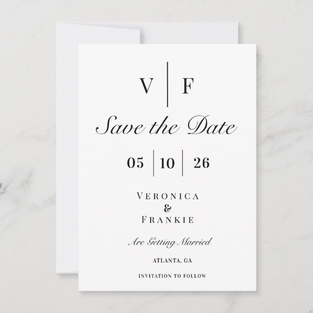 Reserve A Data Casamento Clássico Elegante Salve a Data (Frente)