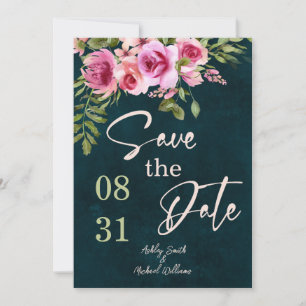 Reserve A Data Casamento Clássico Esmeralda Verde Escuro Sombrio