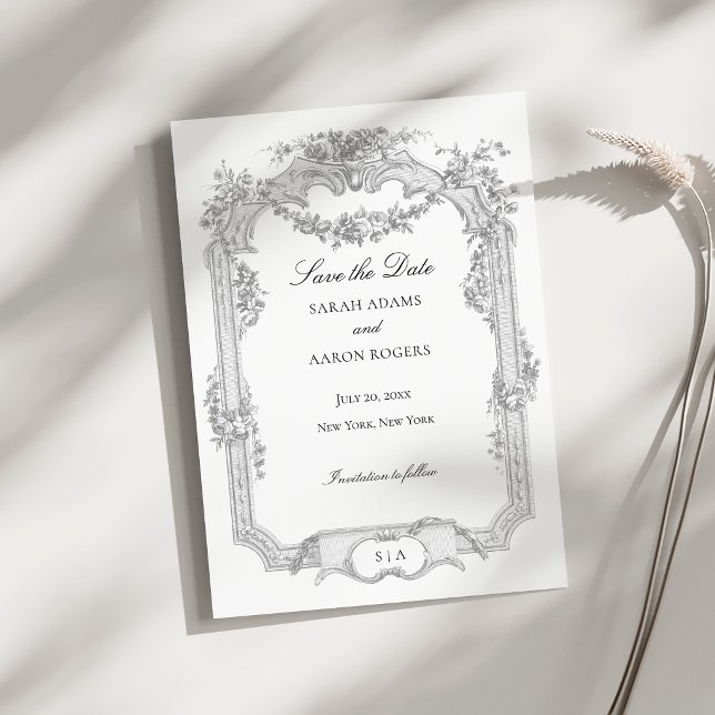 Reserve A Data Casamento Clássico Francês com Grinalda de Rosa Or (Criador carregado)