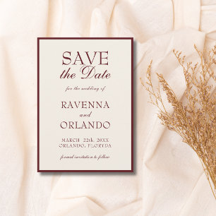 Reserve A Data Casamento Clássico Luxo em Creme Borgonha