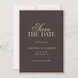Reserve A Data Casamento Clássico Marrom Elegante Dinheiro Antigo
