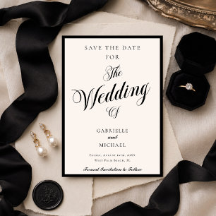Reserve A Data Casamento Clássico Minimalista Preto Marfim Old Mo