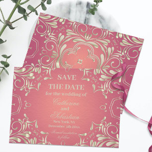 Reserve A Data Casamento Clássico Romântico Dourado de Fronteira