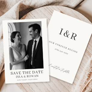 Reserve A Data Casamento Clássico Vintage Minimalista com Foto