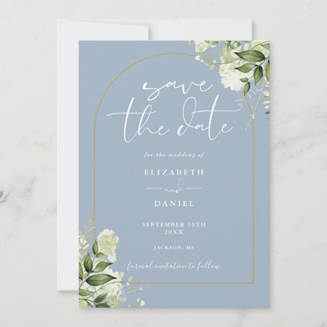 Reserve A Data Casamento Código QR Arco Dourado Verde Azul Empoei (Frente)