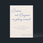 Reserve A Data Casamento Colorido de Escrita Manuscrita Azul Ecru<br><div class="desc">Manuscrito Colorido Blue Ecru Casamento Guarde a Data</div>