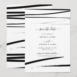 Reserve A Data Casamento com Abstrato branco preto moderno