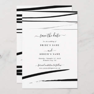 Reserve A Data Casamento com Abstrato branco preto moderno