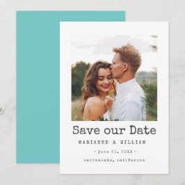 Reserve A Data Casamento com Aqua Simple SQUARE Foto Salvar Data